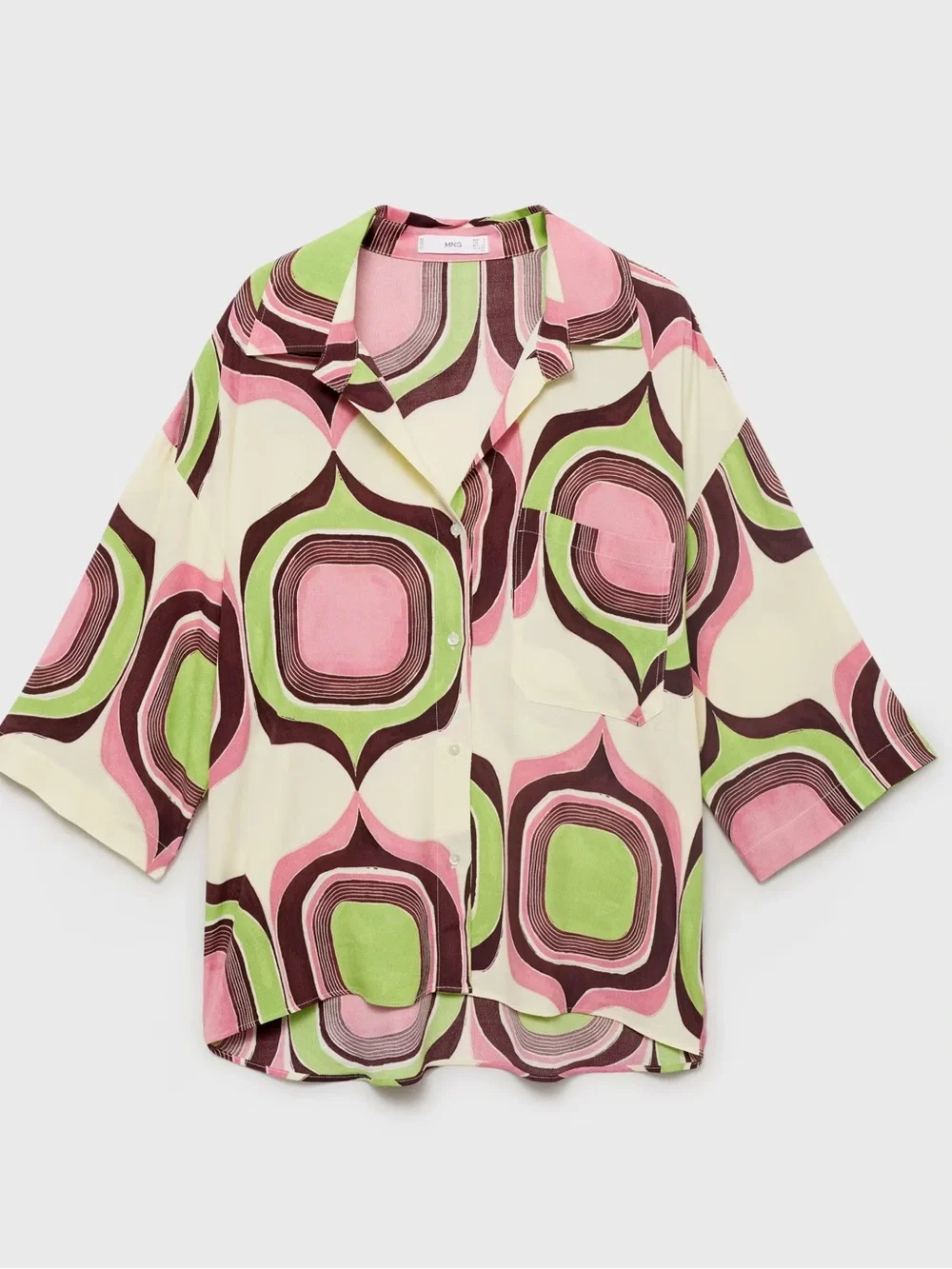 Mango Geometric print Co-ord set blouse + pants NWT